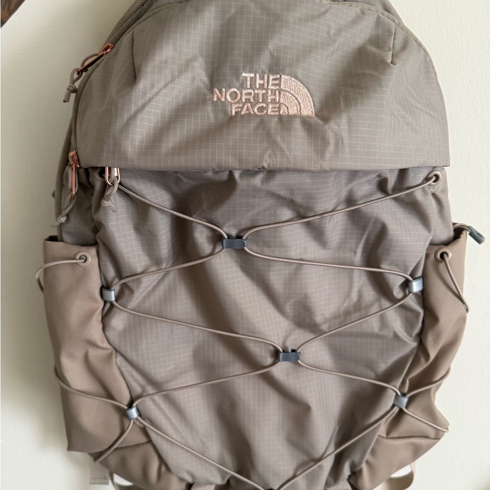 The North Face Taupe Ripstop Daypack with Bungee Storage
